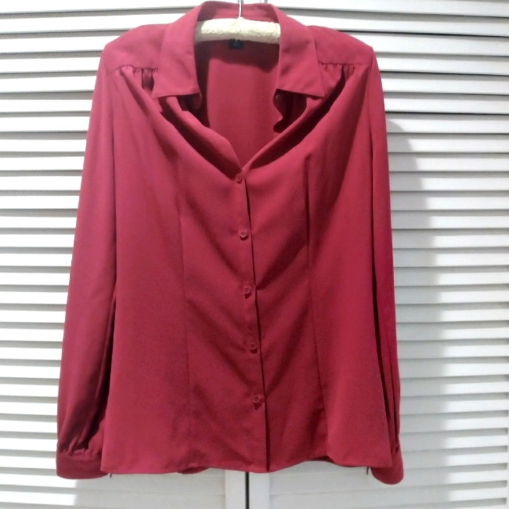 Long sleeve blouse, fuchsia/hot pink, small,  by east 5th